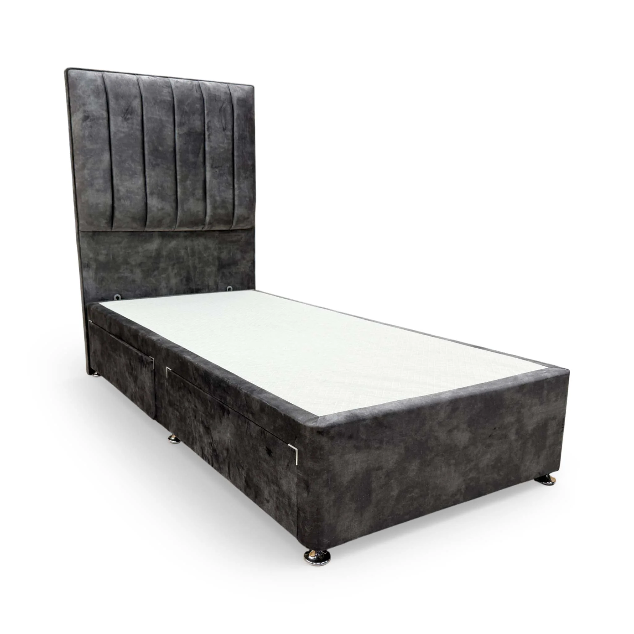 Sleep Story 'Dickens' Lace Domino Velvet Floor Standing Headboard + 2 Draw Divan Base - Single - Image 5