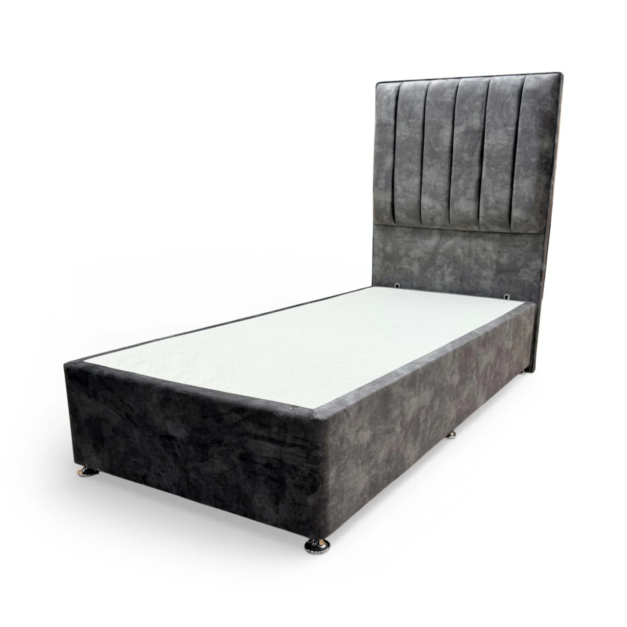 Sleep Story 'Dickens' Lace Domino Velvet Floor Standing Headboard + 2 Draw Divan Base - Single - Image 7