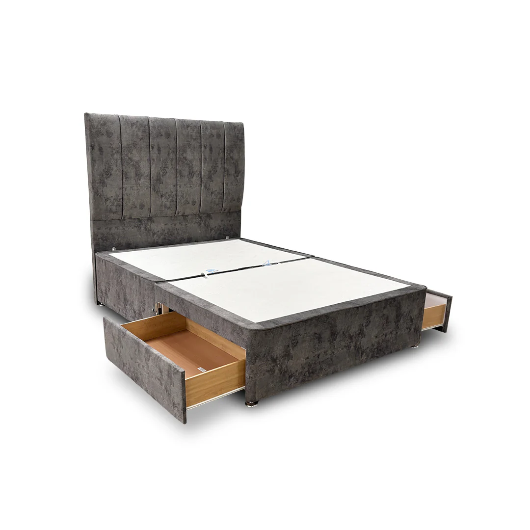 Sleepeezee ‘Mermory Sense’ Daytona Grey Divan Base with ‘Spire’ Floor Standing Headboard - Image 4