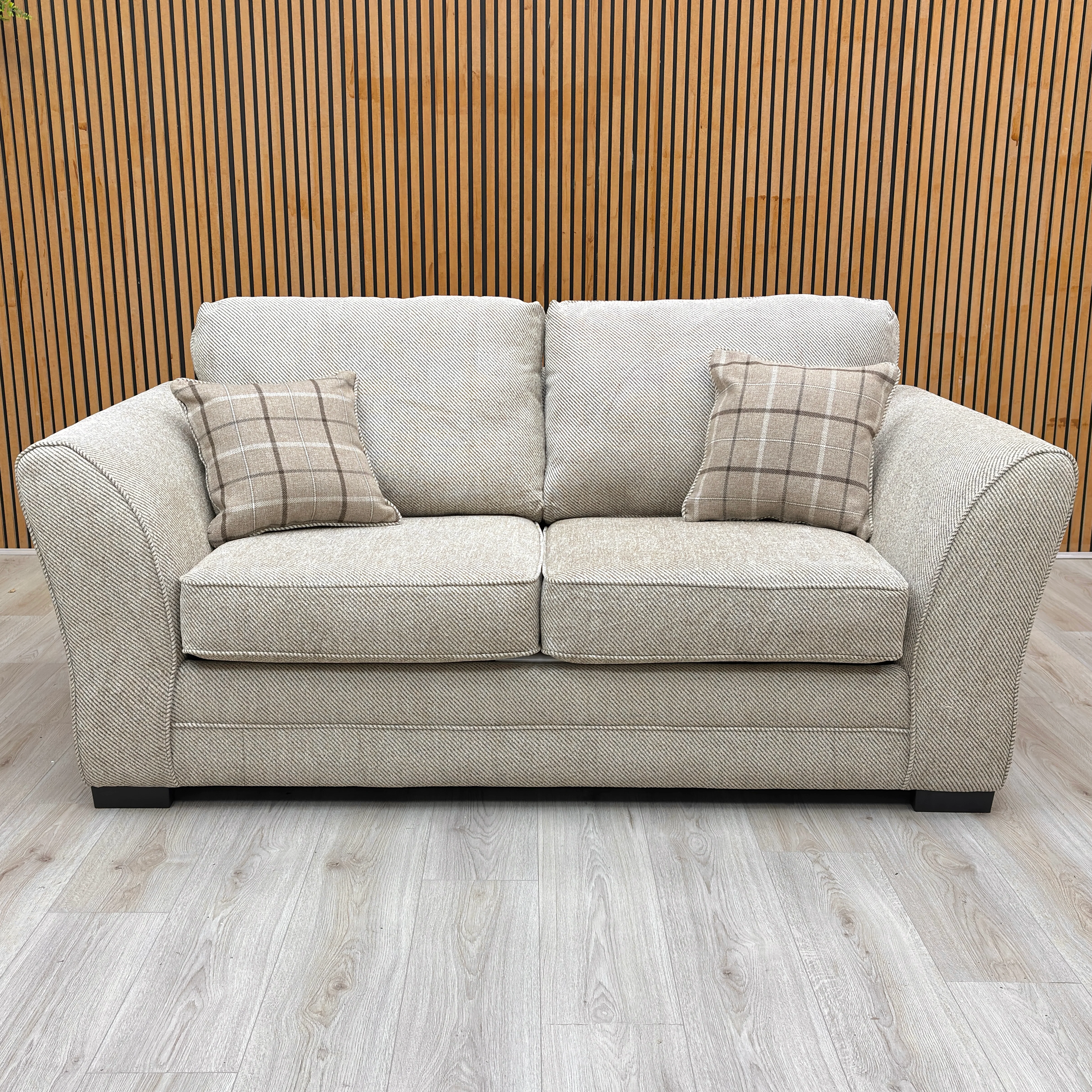 ‘Sophie’ Sultan Oatmeal Woven Fabric 2 Seater Sofa Bed - Image 3