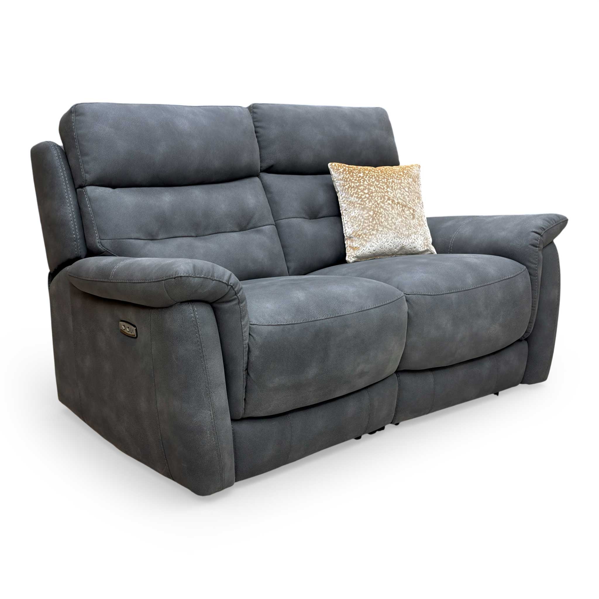 'Springer' Bfa-Blj-R16 Grey Suede 2 Seater Power Recliner Sofa - Image 4
