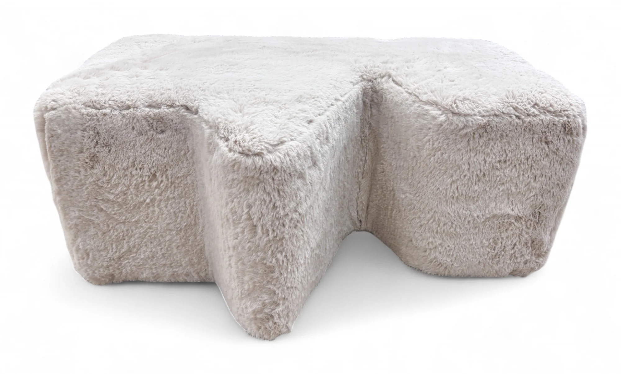 ‘Stacked' Fluffy Mikah Ivory Funky Footstool - Image 3