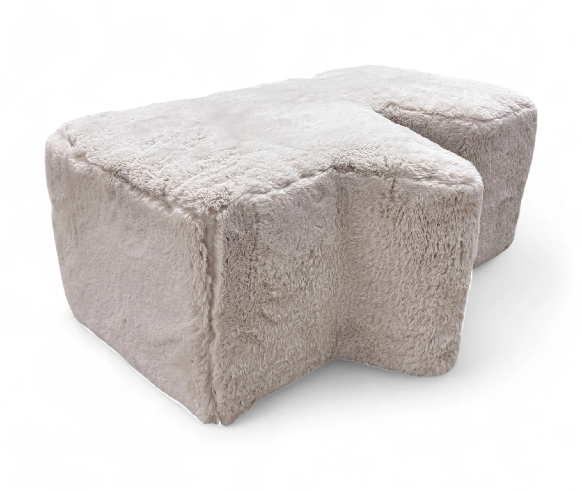 ‘Stacked' Fluffy Mikah Ivory Funky Footstool - Image 5
