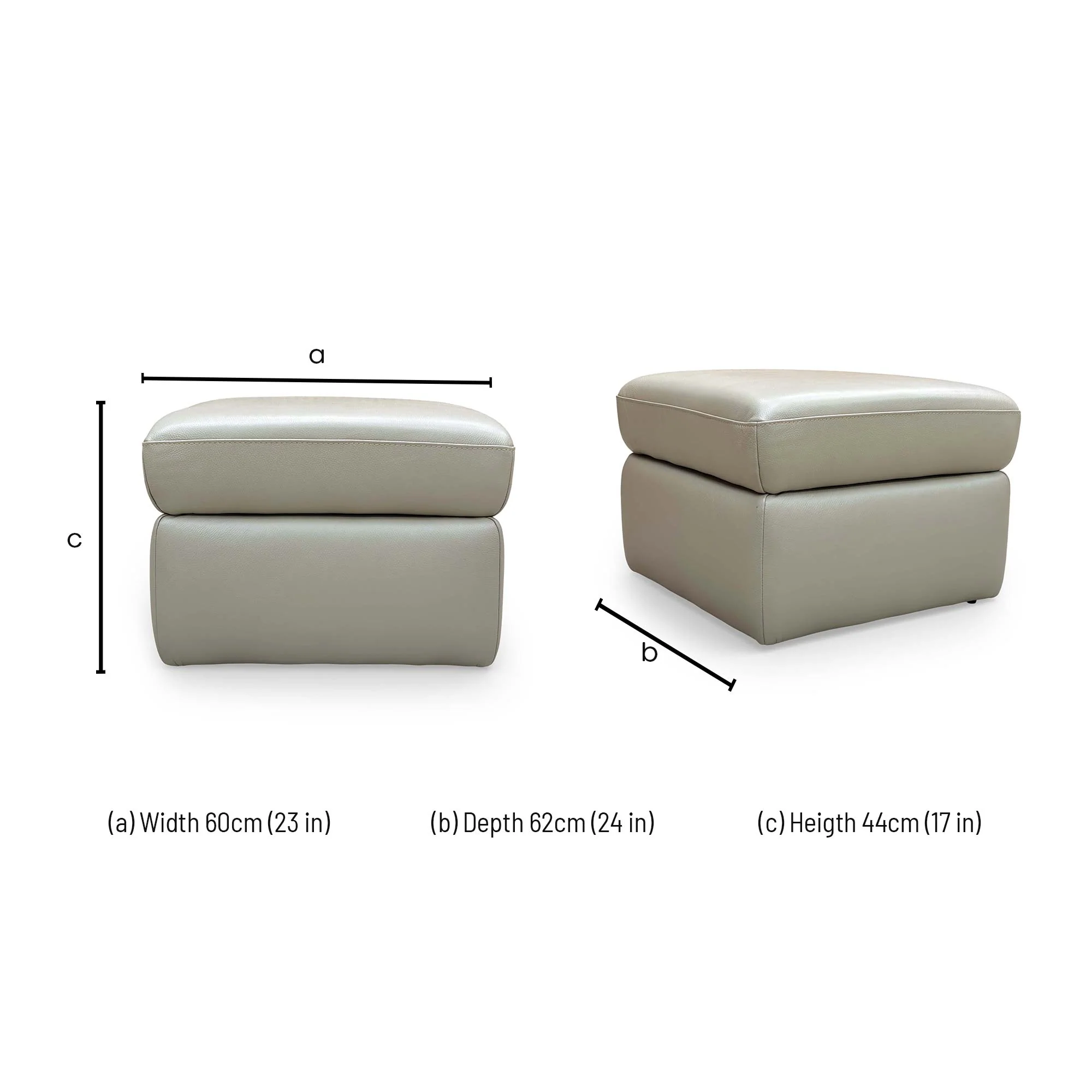 'Utah' Sand Le-9303 Small Leather Storage Footstool - Image 9