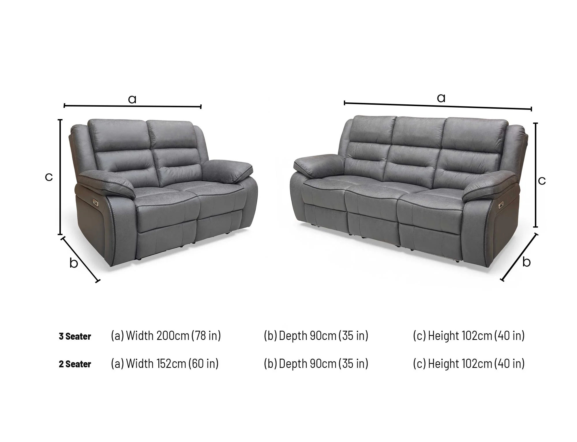 ‘Vegas’ Charcoal Grey Microfibre 3 + 2 Power Recliner Sofa Set with LED Lights - Image 12