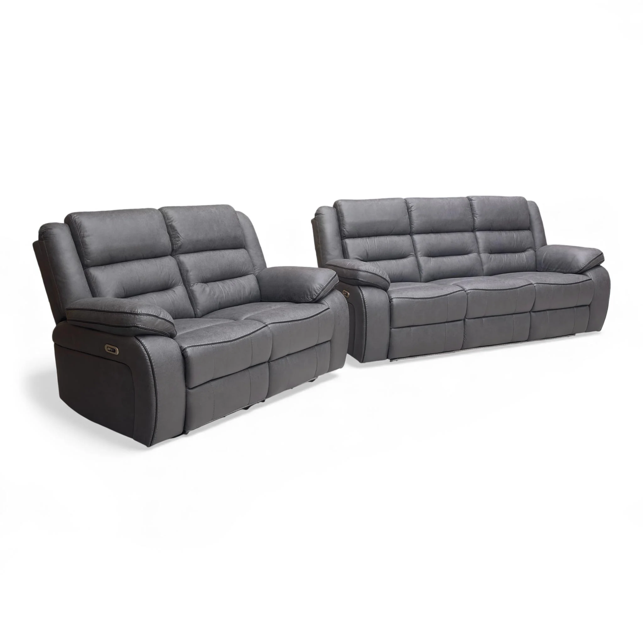 ‘Vegas’ Charcoal Grey Microfibre 3 + 2 Power Recliner Sofa Set with LED Lights - Image 6