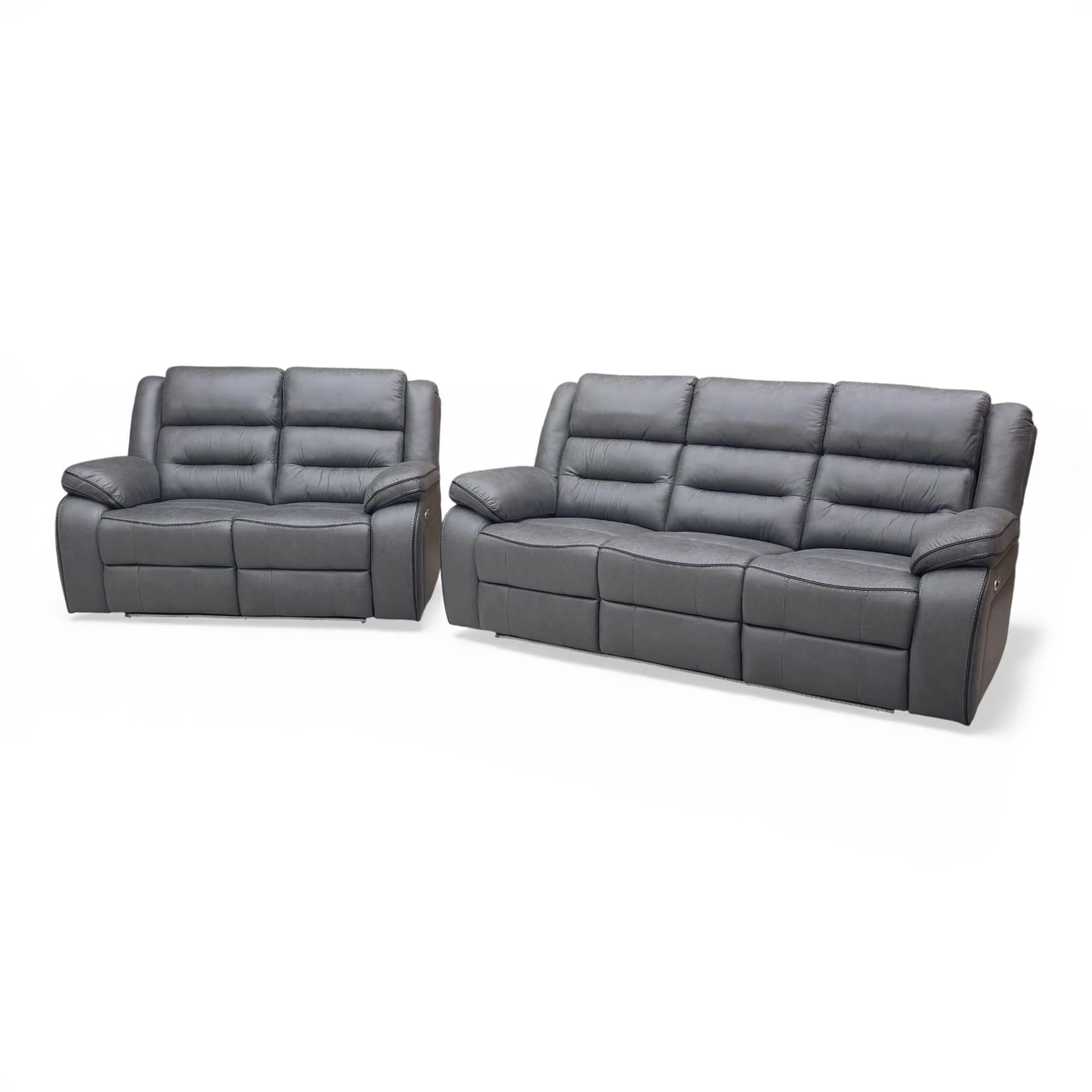 ‘Vegas’ Charcoal Grey Microfibre 3 + 2 Power Recliner Sofa Set with LED Lights - Image 8