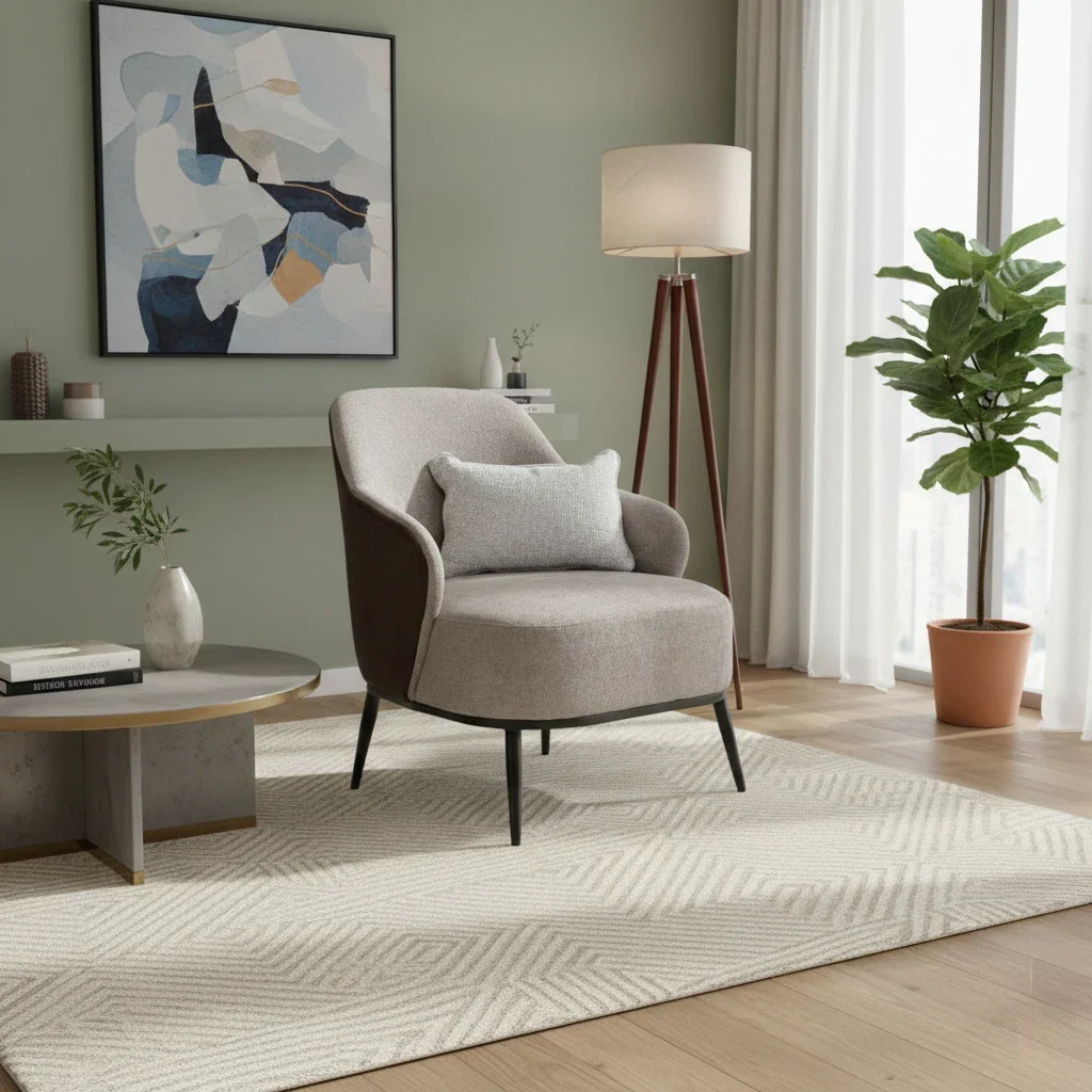 ‘Velar’ Brown Combination Fabric Accent Chair - Image 2