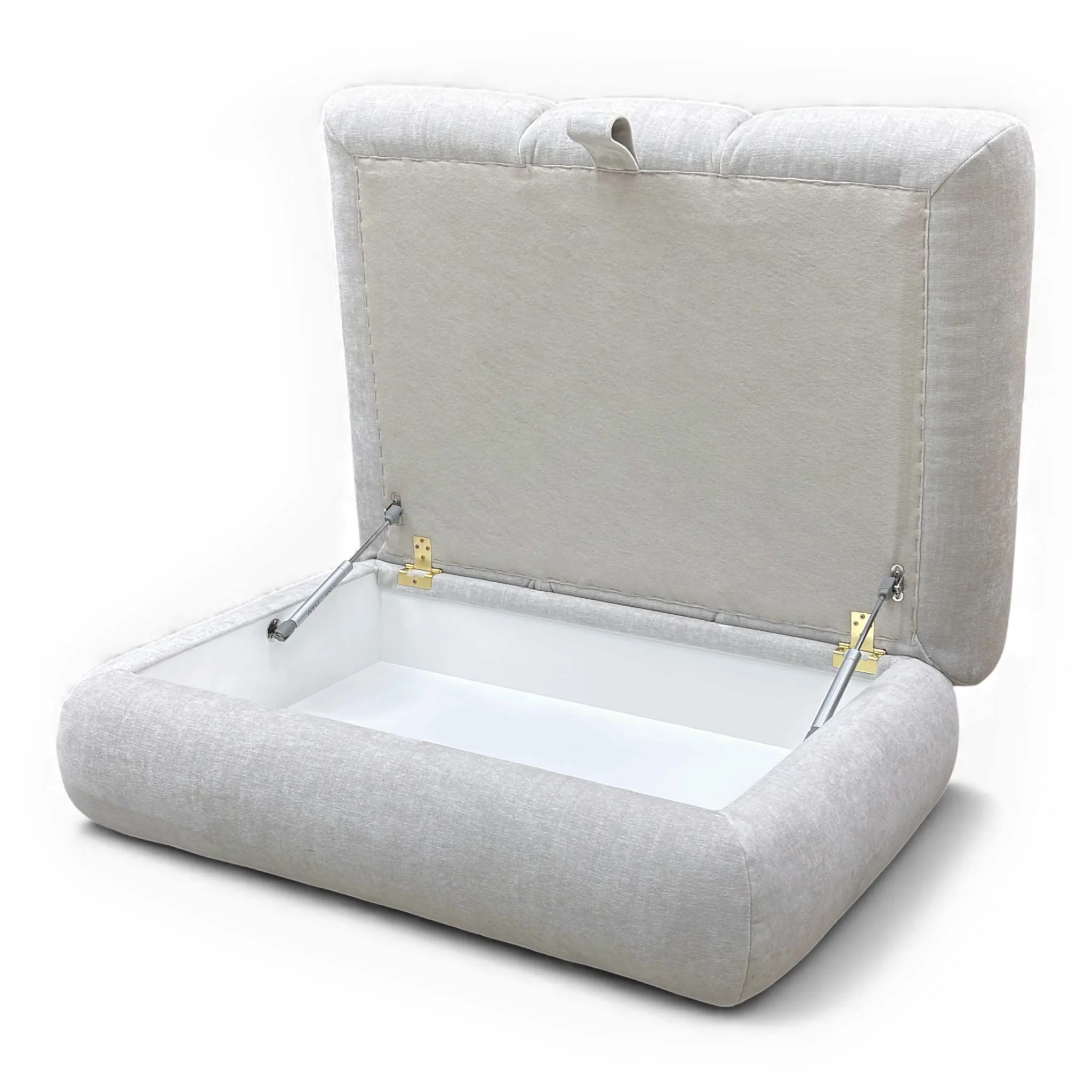 ‘Waldorf' Soft Chenille Taupe All Over Storage Footstool - Image 8