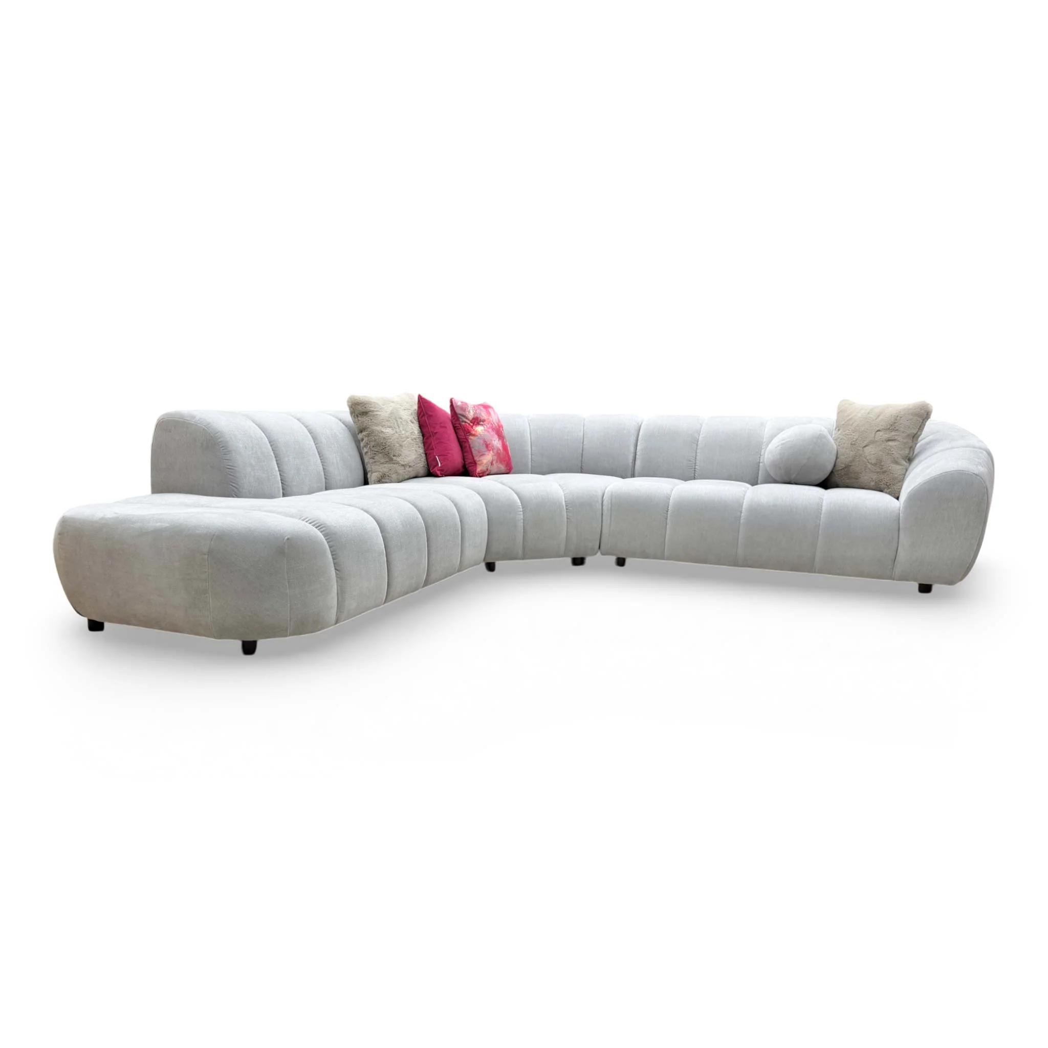 'Waldorf' Soft Sherpa Silver Mix Left Hand Facing Open End Chaise Corner Sofa