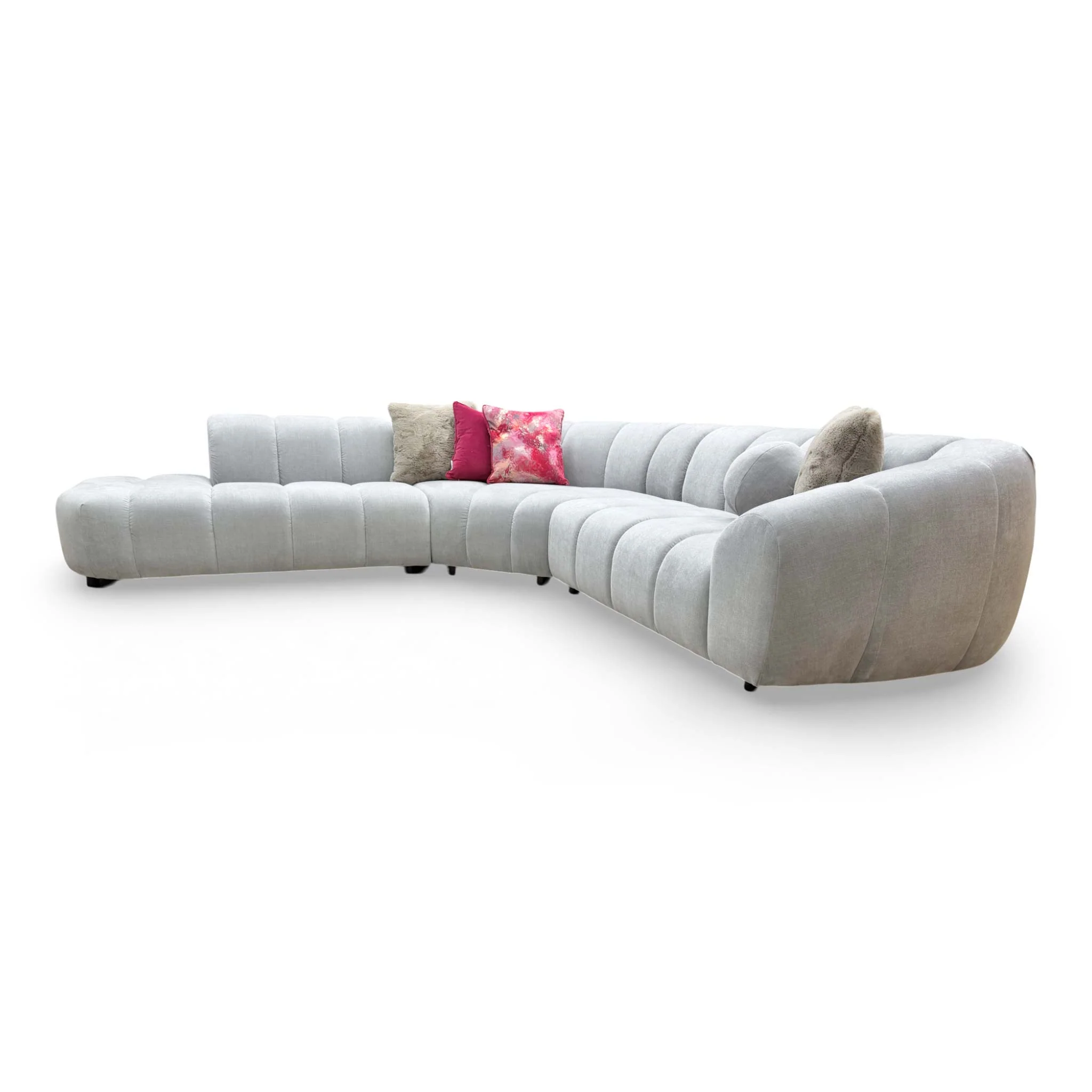 'Waldorf' Soft Sherpa Silver Mix Left Hand Facing Open End Chaise Corner Sofa - Image 6