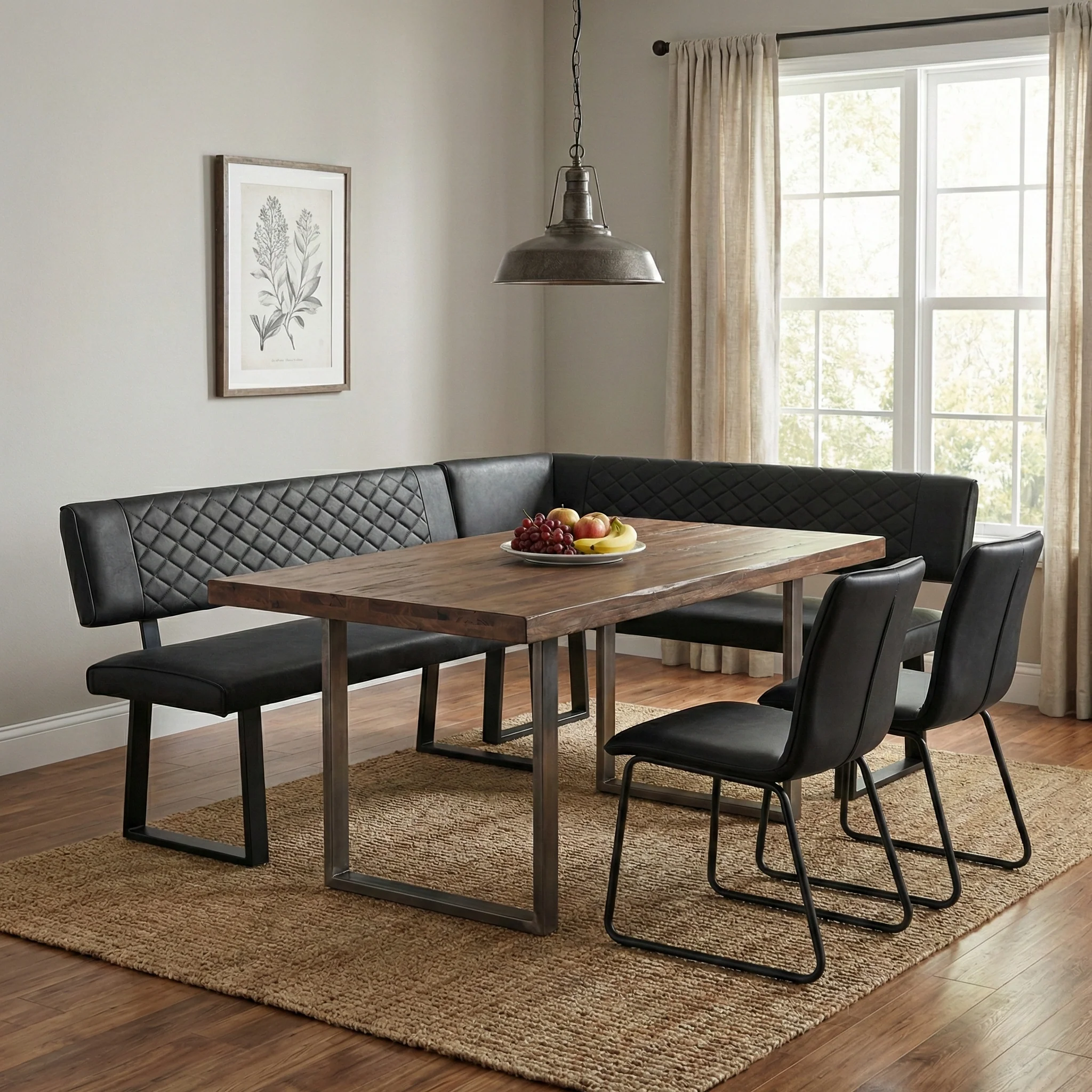 'Warrior' Grey Fabric Right Hand Facing Corner Dining Bench - Image 2