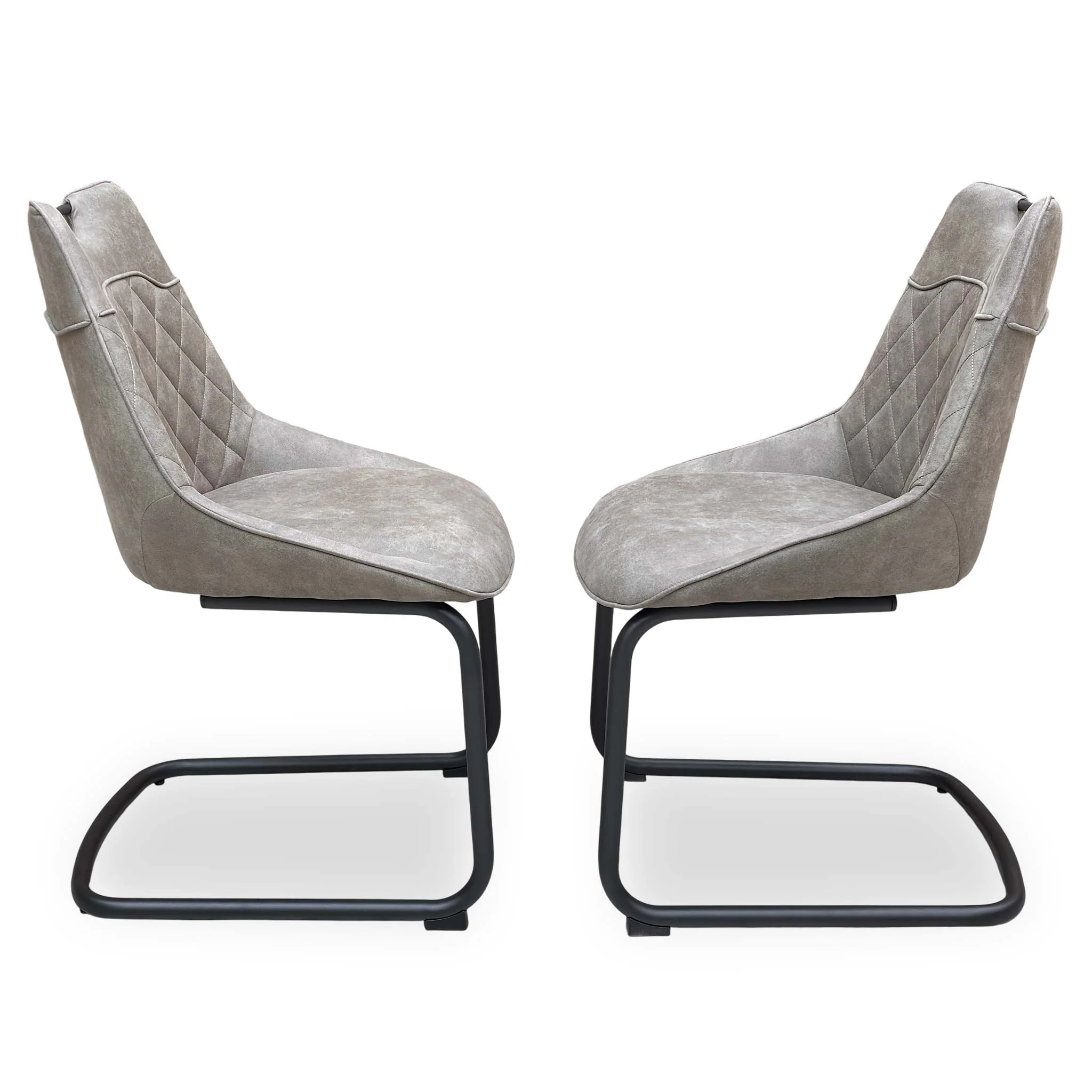 ‘Warrior’ Taupe Fabric Cantilever Dining Chairs Set of 2 - Image 4