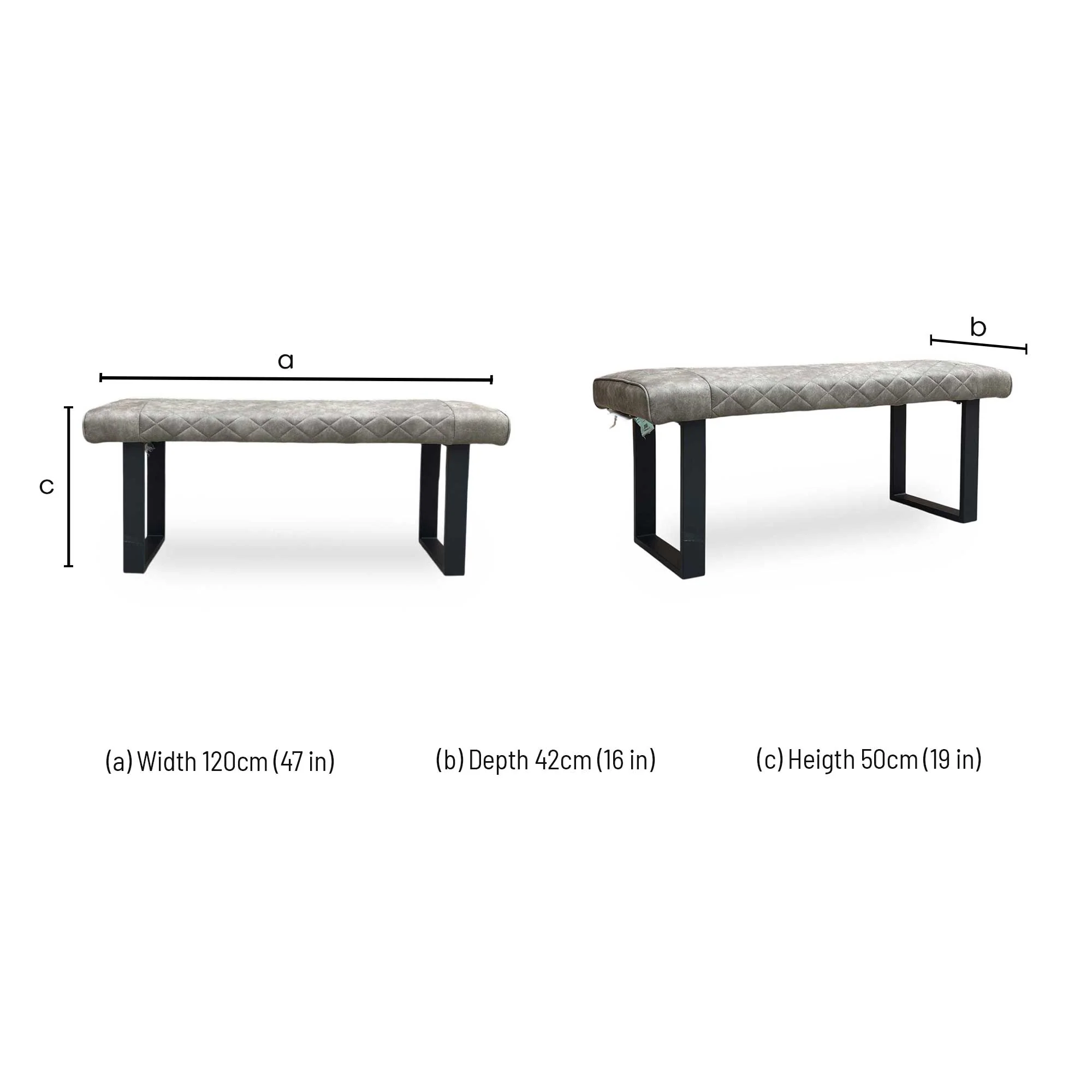 'Warrior' Taupe Fabric Standard Dining Bench - Image 7