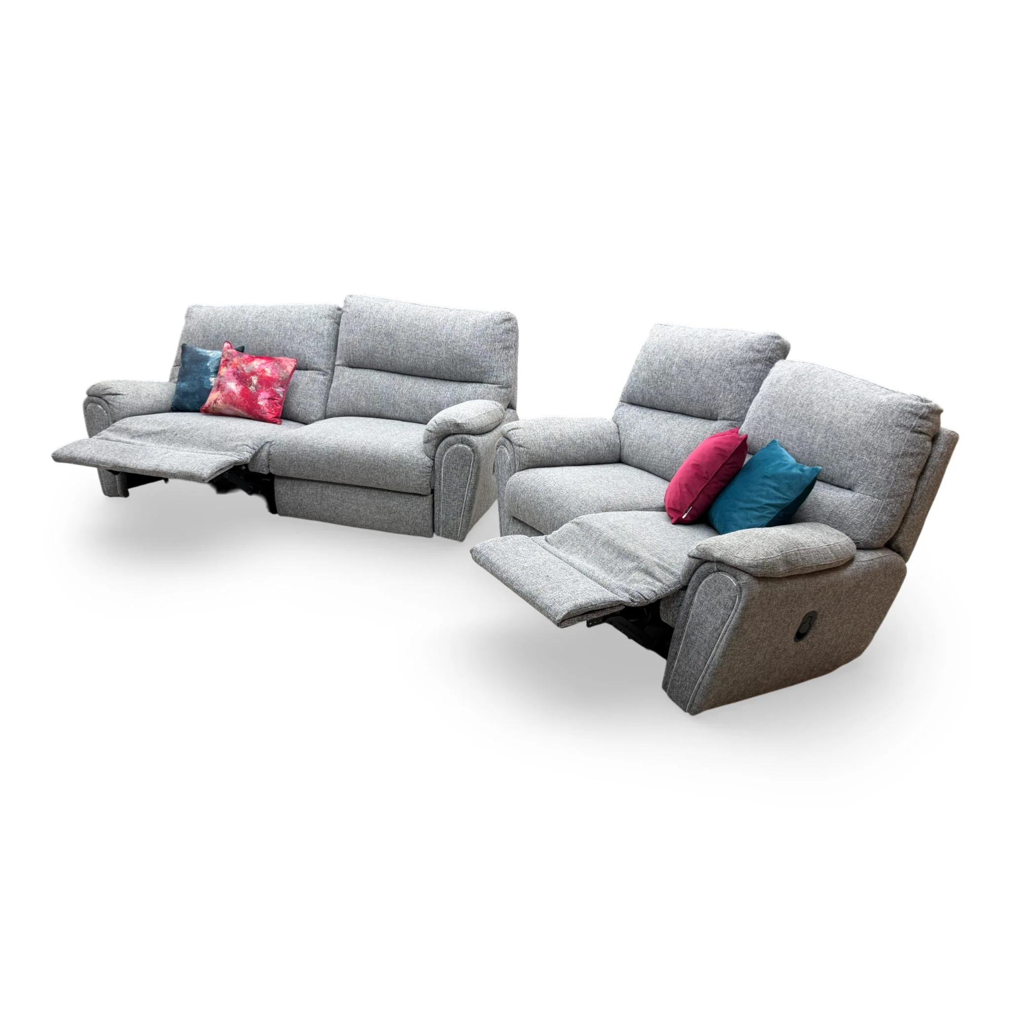 ‘Willow’ Grey Fabric Power Recliner 3 Seater + Manual Recliner 2 Seater Sofa Set - Image 6