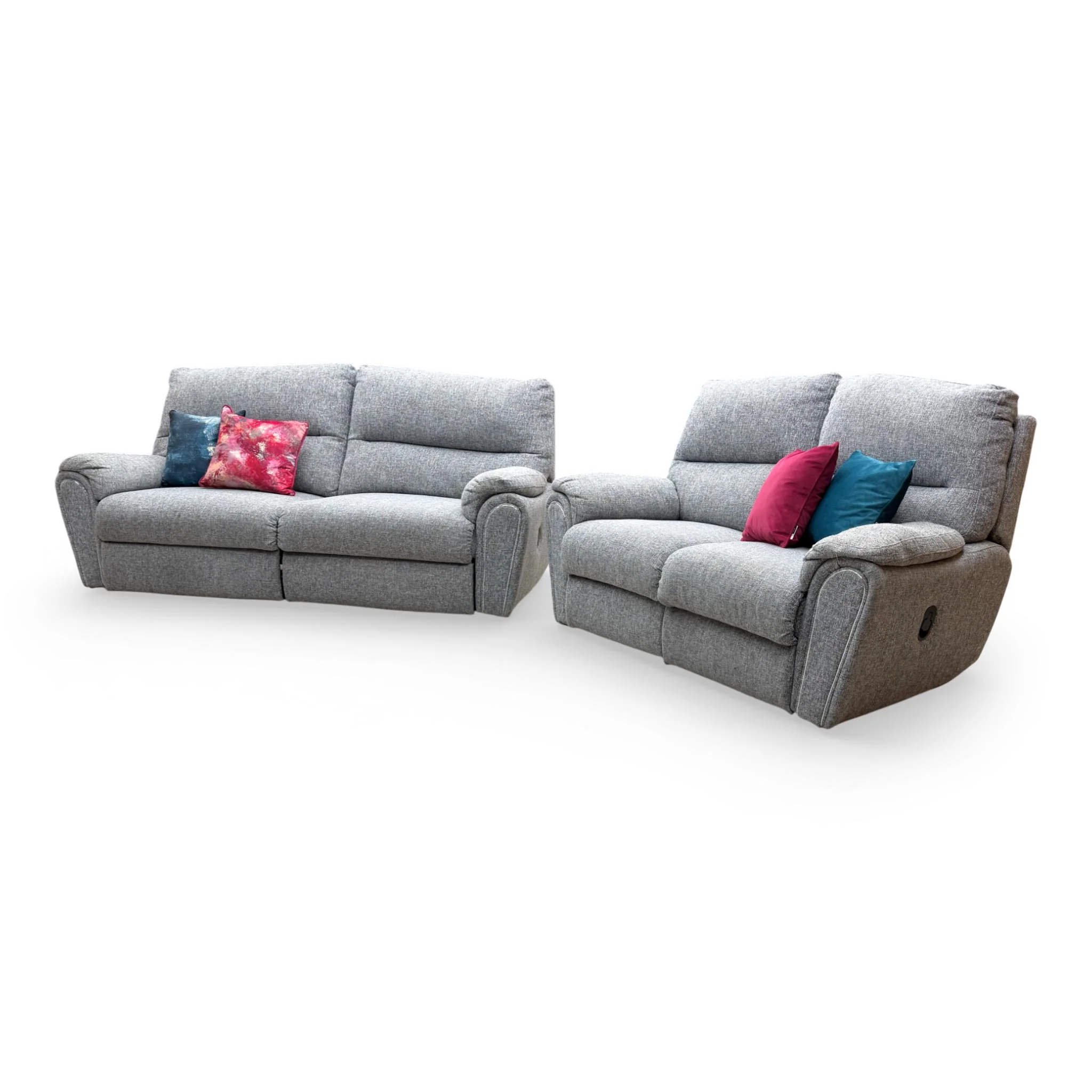 ‘Willow’ Grey Fabric Power Recliner 3 Seater + Manual Recliner 2 Seater Sofa Set - Image 8
