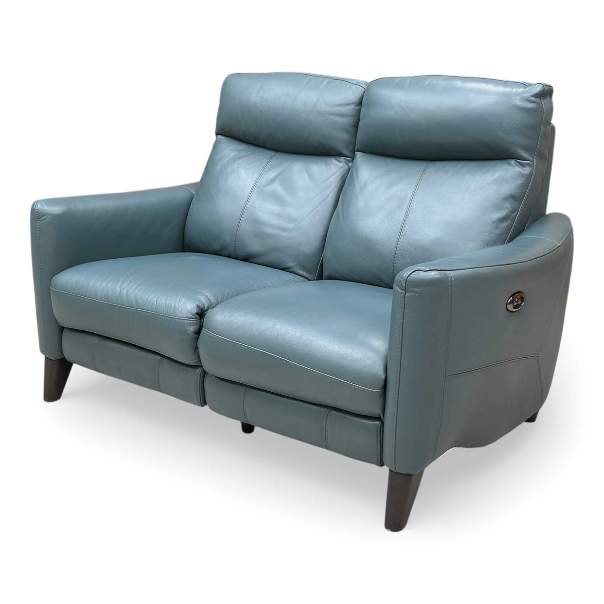 World of Leather Compact Collection ‘Petit’ Bv-301e Lake Green Leather 2 Seater Power Recliner Sofa - Image 6