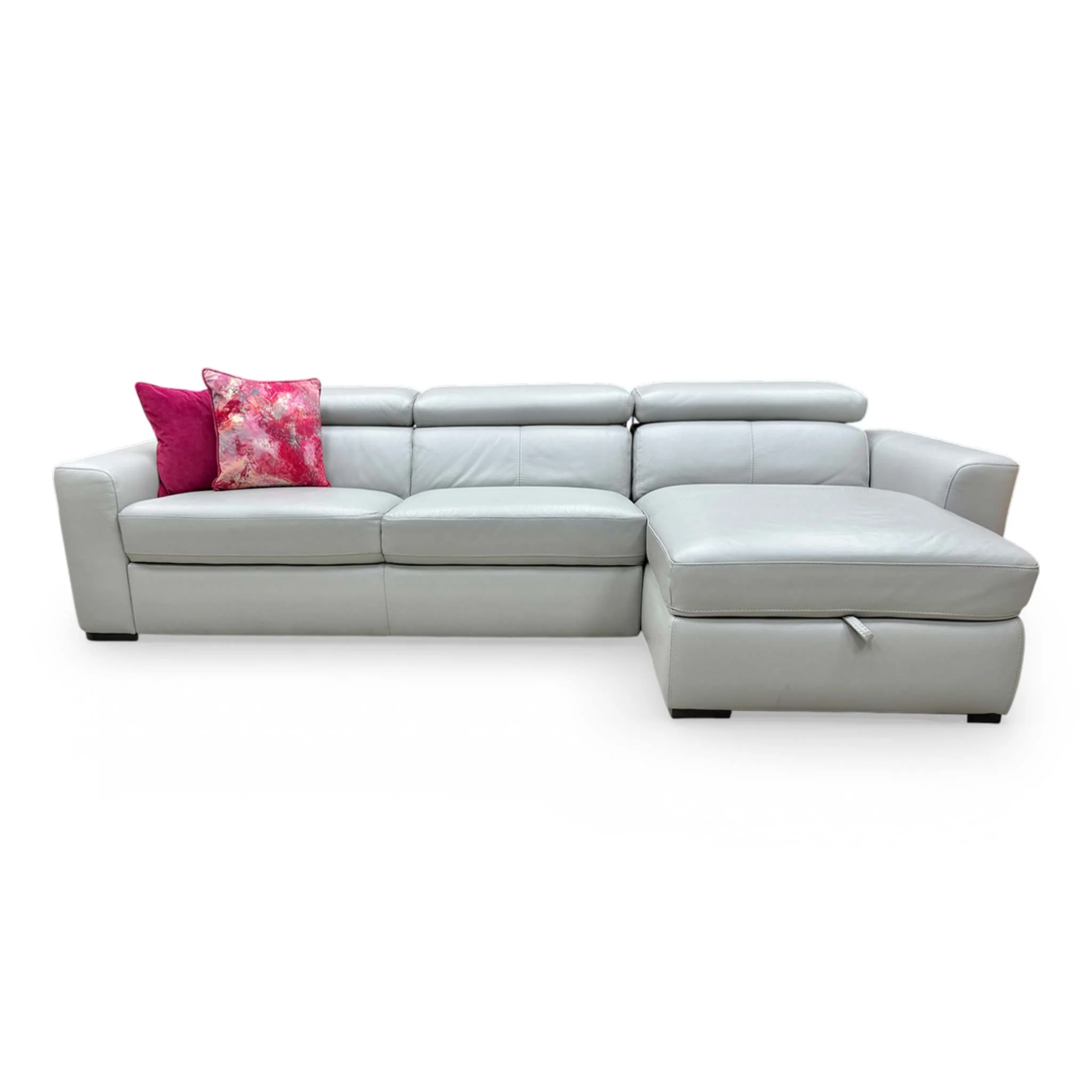 World of Leather ‘Infinity’ Nc-251e Grey Leather Right Hand Facing Corner Chaise Sofa with Storage - Image 4