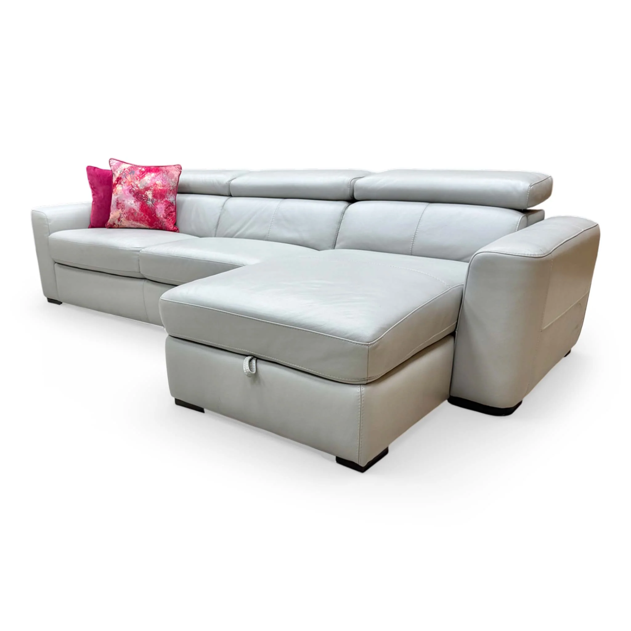 World of Leather ‘Infinity’ Nc-251e Grey Leather Right Hand Facing Corner Chaise Sofa with Storage - Image 9