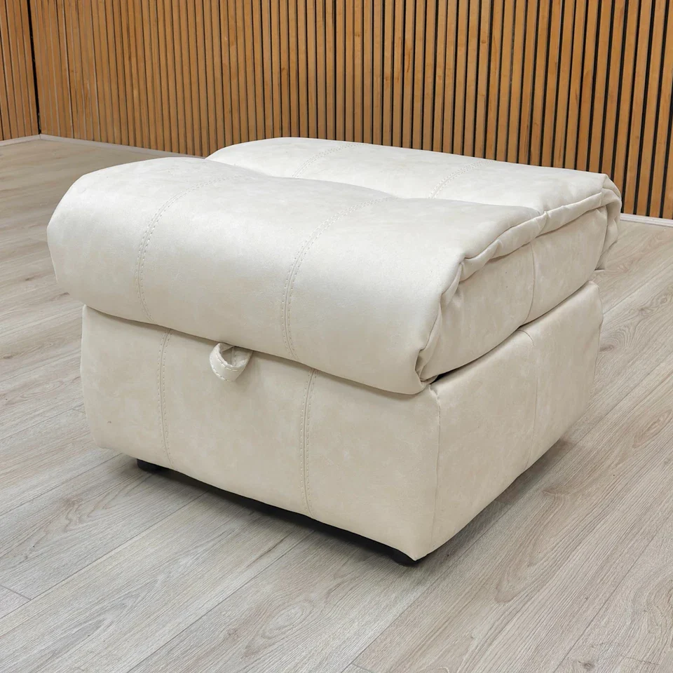 World of Leather ‘Moreno’ Bv-041e Dapple Grey Leather Storage Footstool - Image 3