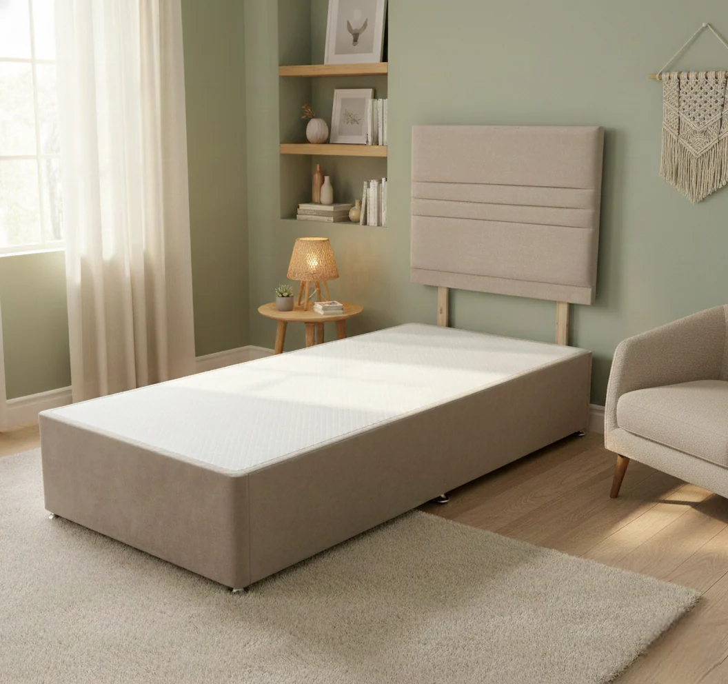 ‘Yankee’ Verona Mushroom Fabric Single Bed - Image 2