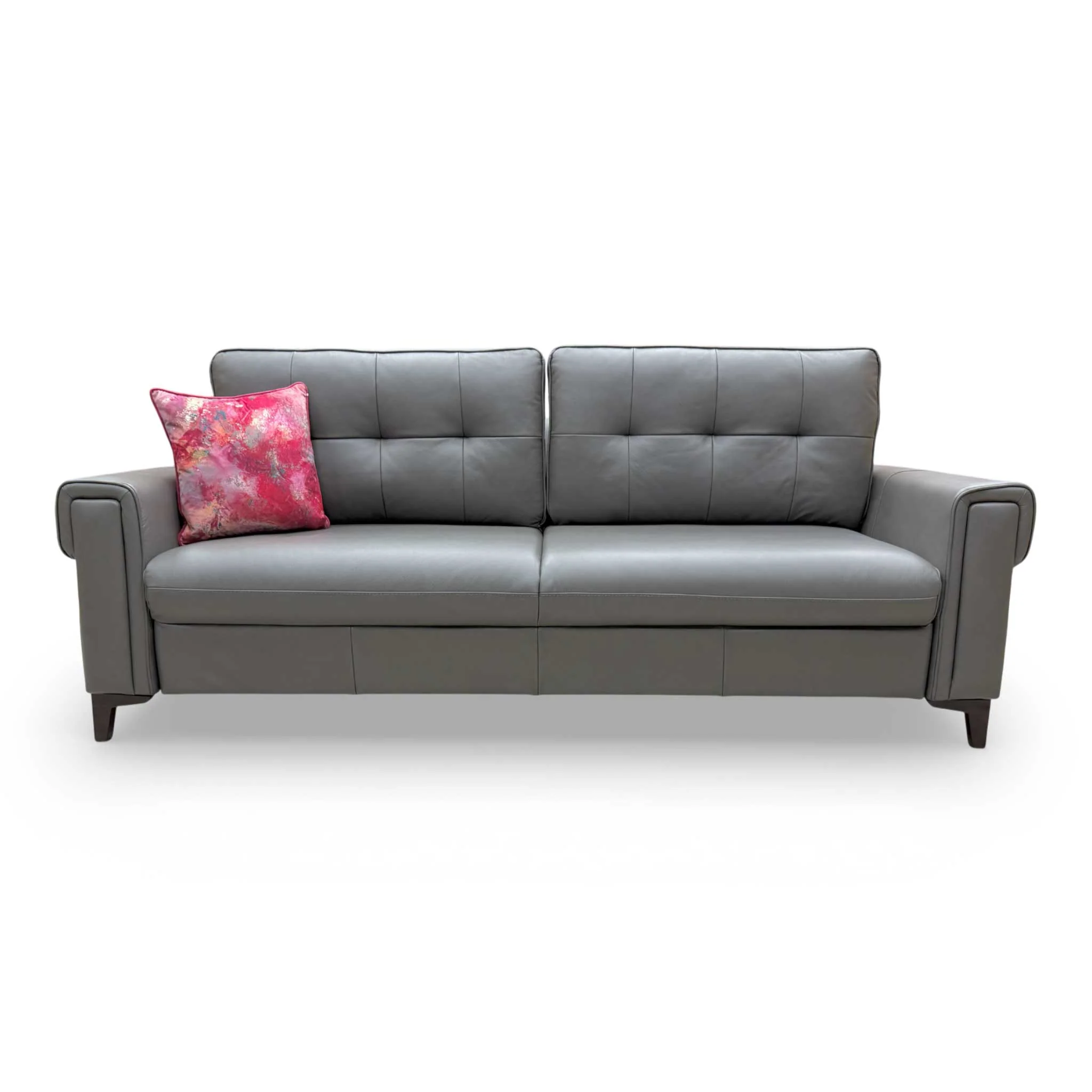'Zoom' Grey Le-9308 Leather 3 Seater Sofa Bed - Image 4